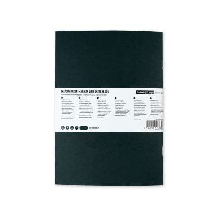 Скетчбук "Marker line" 160г/м2, A5, 16л мягкая обложка, цвет темно-зеленый